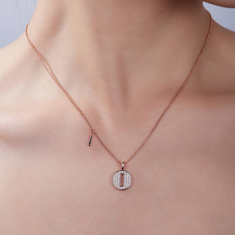 I pendant S925 silver plated rose gold Moissanite diamond light luxury letter necklace